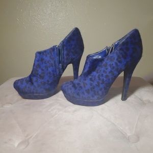 4.5 inch bootie blue leopard print